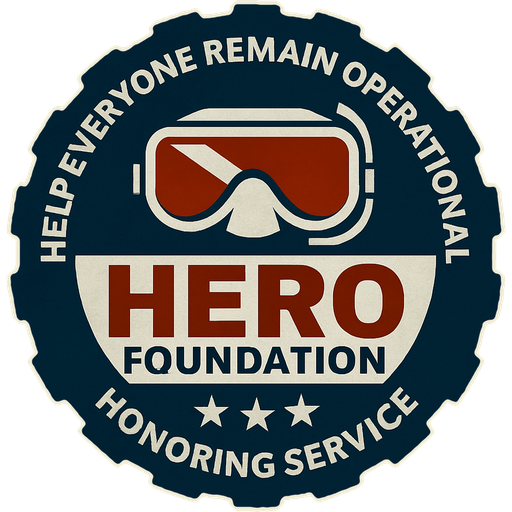HERO Foundation badge: red dive goggles above the words HERO Foundation, Honoring Service